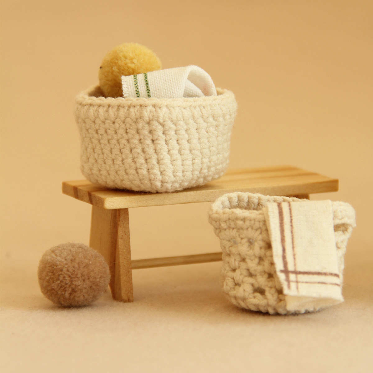 Wedding Hampers - 1:12 Miniature Handmade Crochet Dirty Laundry