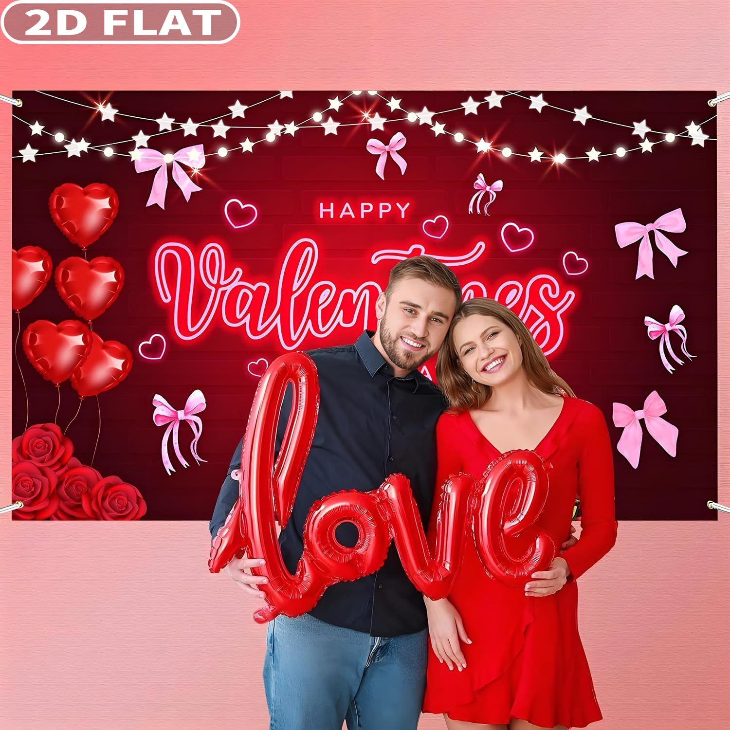 2D FLAT 1pc Happy Valentine's  - Photo Booth Prop review and price
