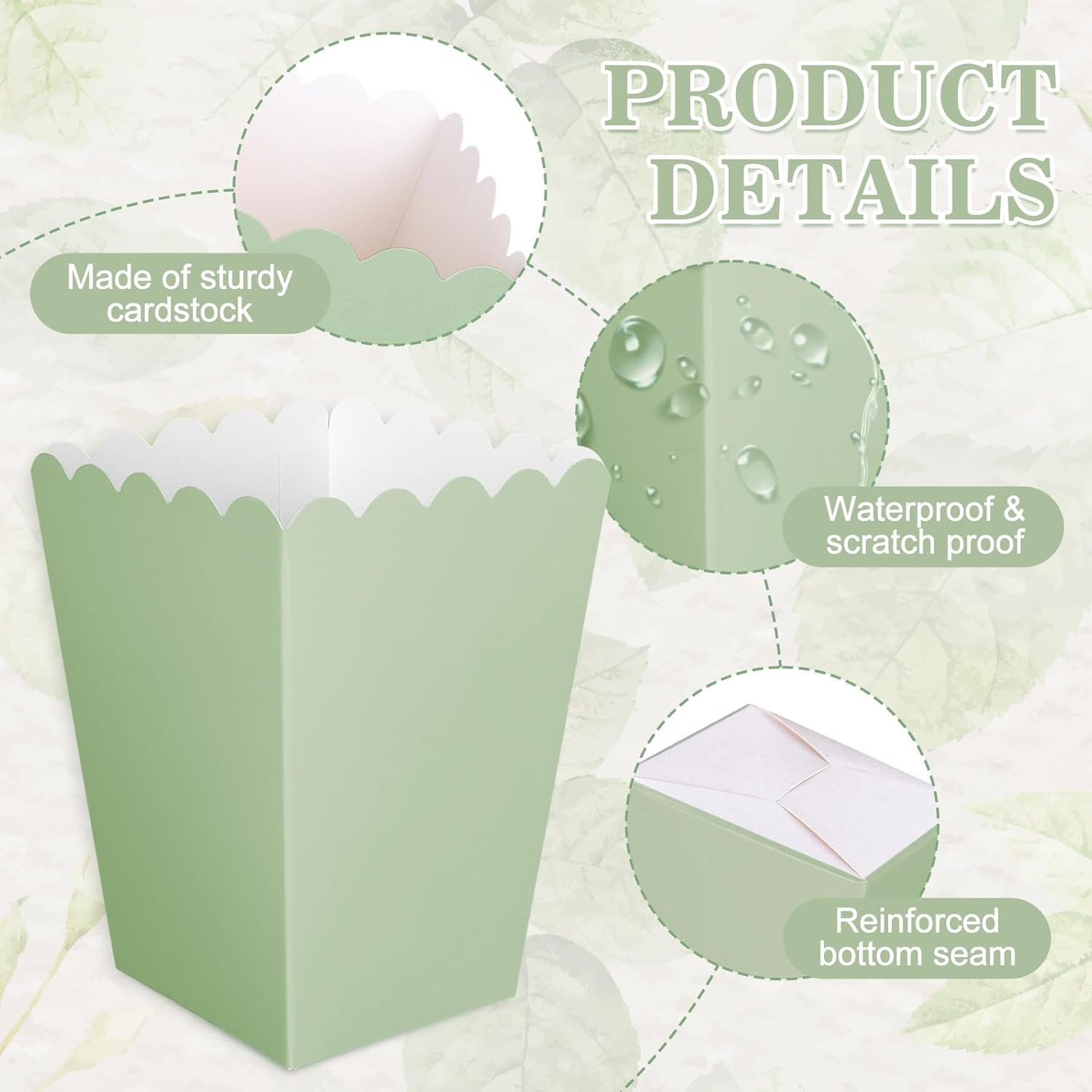 12 pcs  Sage Green Mini Popcor - Wedding Supply.Box review and price