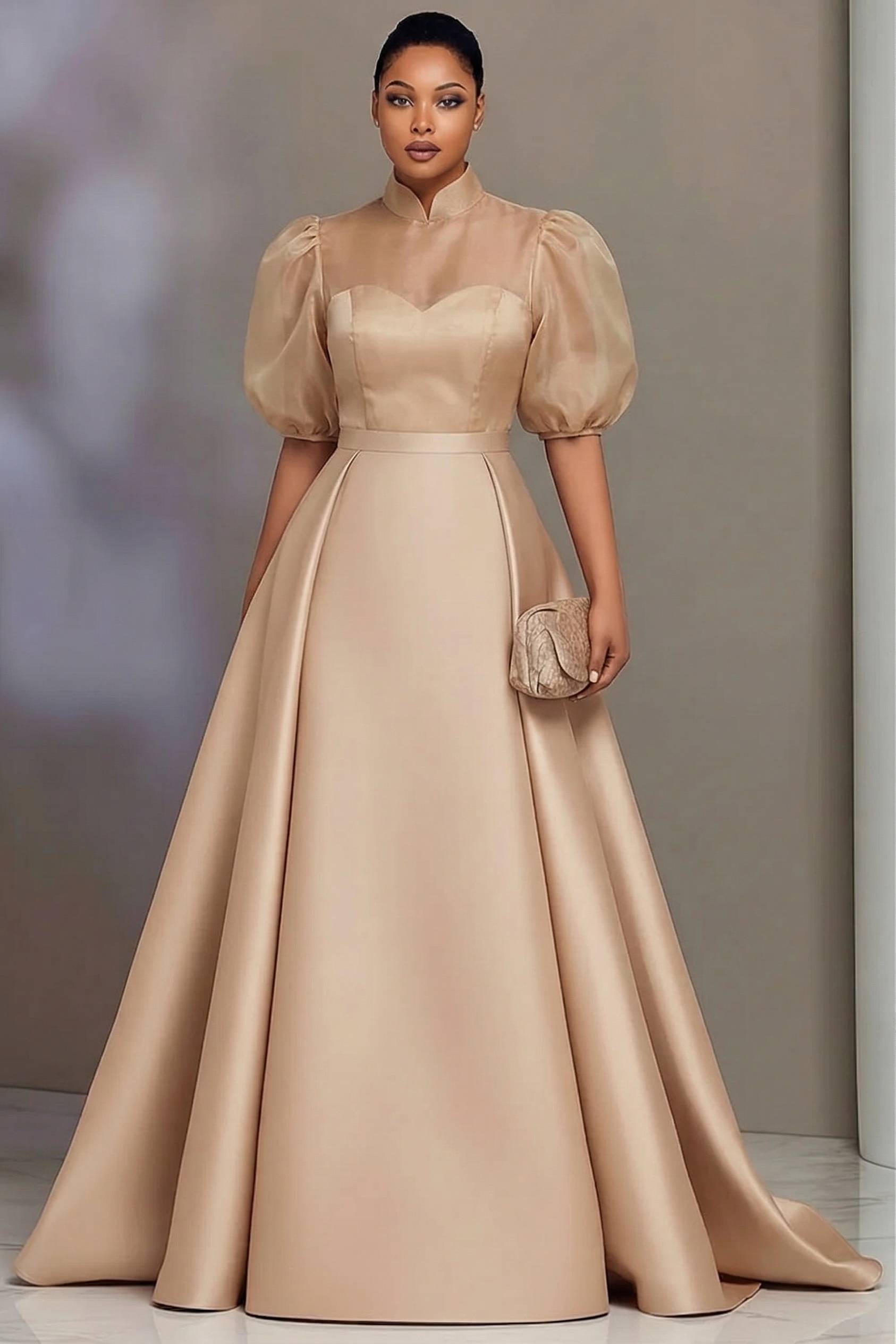 Plus Size Elegant Satin Prom D - Wedding Support review and price